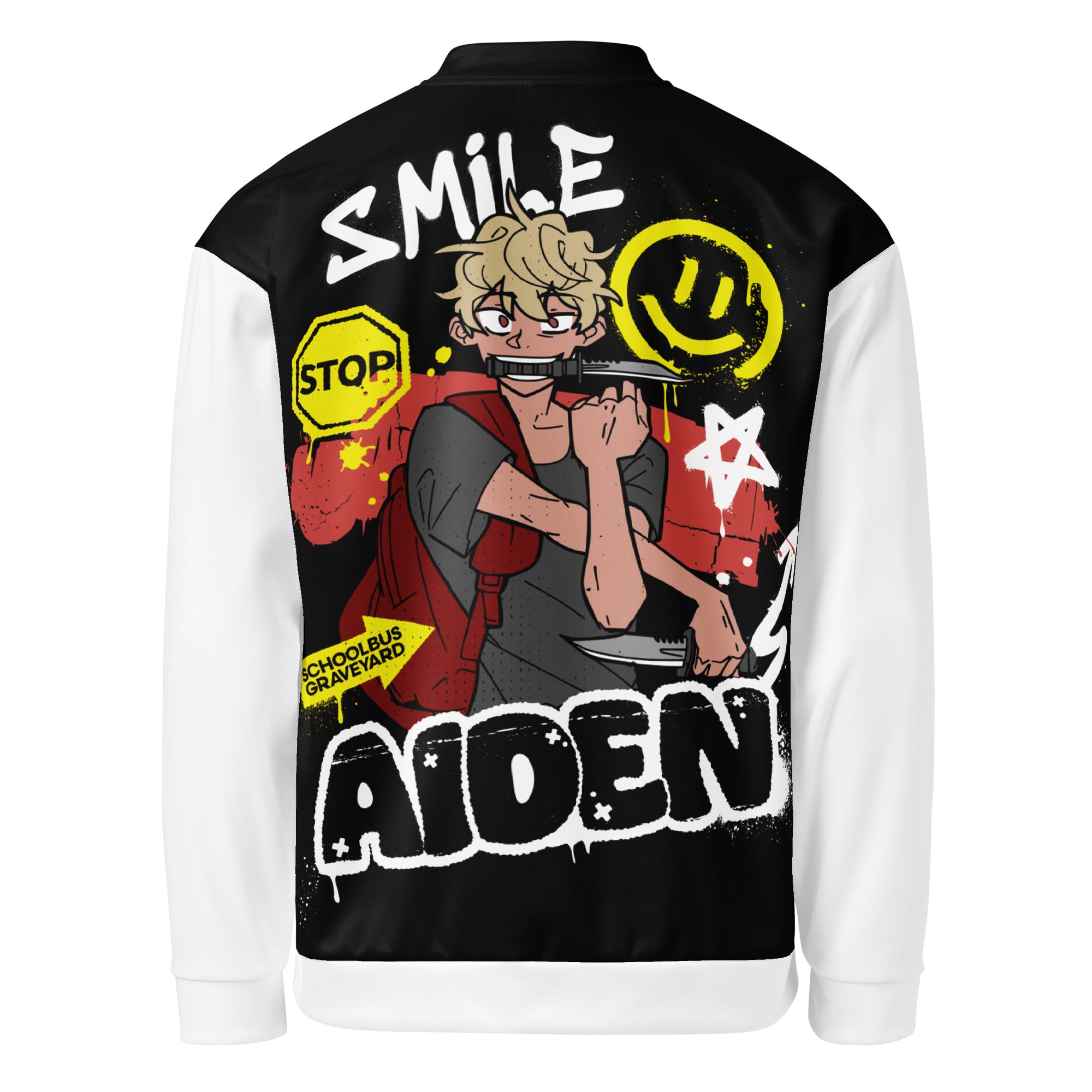 SCHOOL BUS GRAVEYARD - AIDEN UNISEX BOMBER JACKET WEBTOON ENTERTAINMENT
