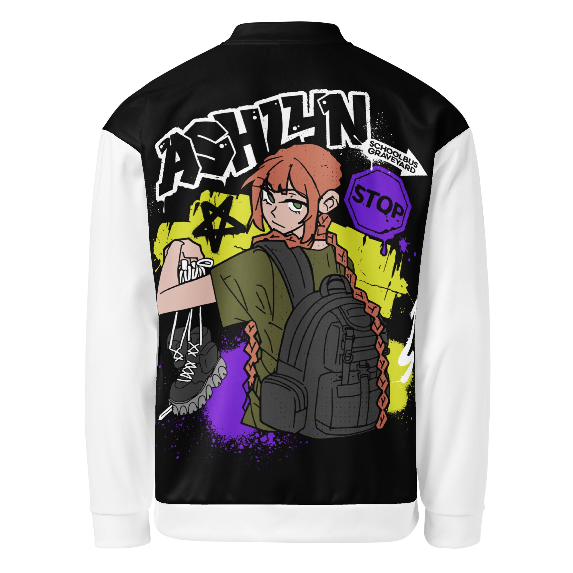 SCHOOL BUS GRAVEYARD - ASHLYN UNISEX BOMBER JACKET WEBTOON ENTERTAINMENT