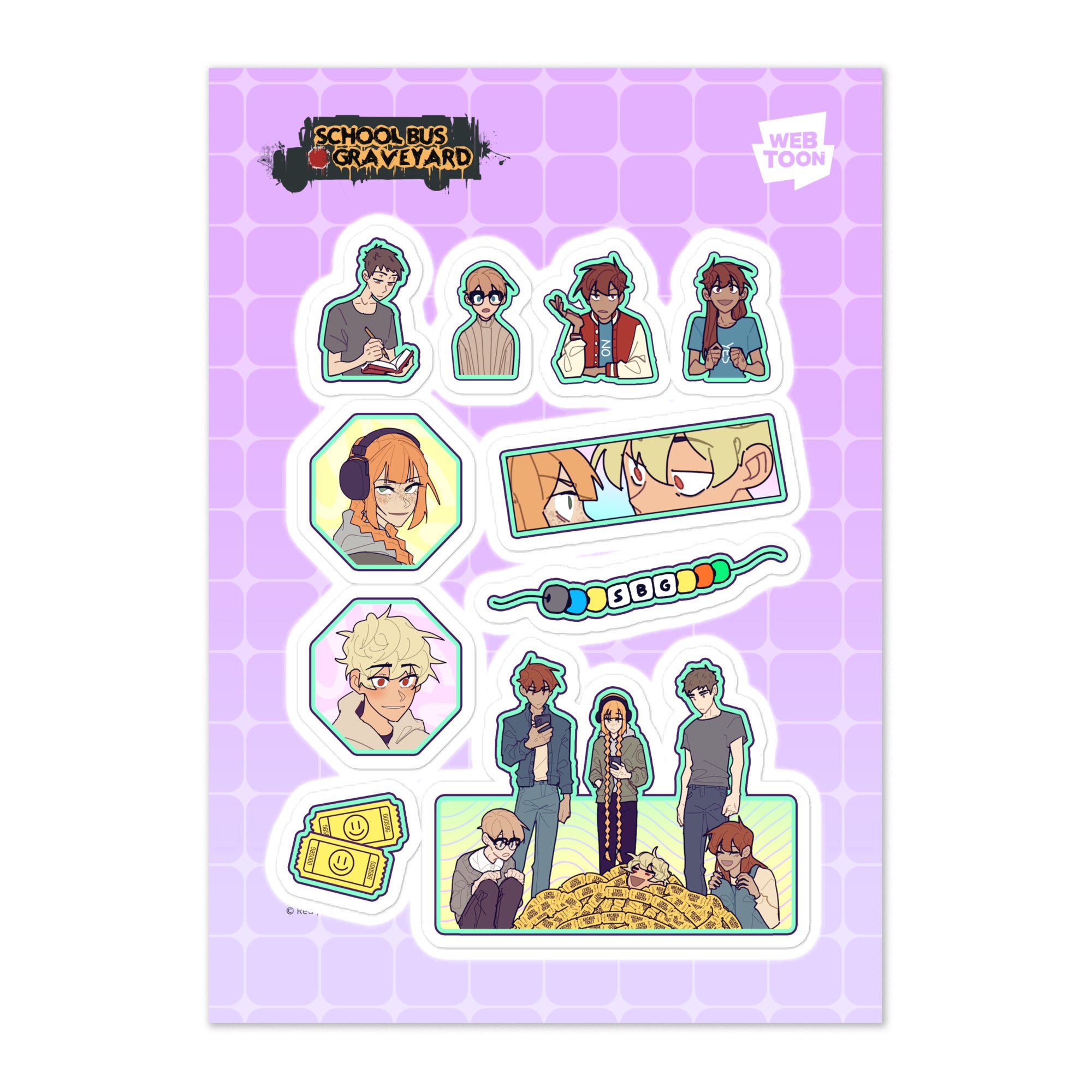 SCHOOL BUS GRAVEYARD STICKER SHEET WEBTOON ENTERTAINMENT