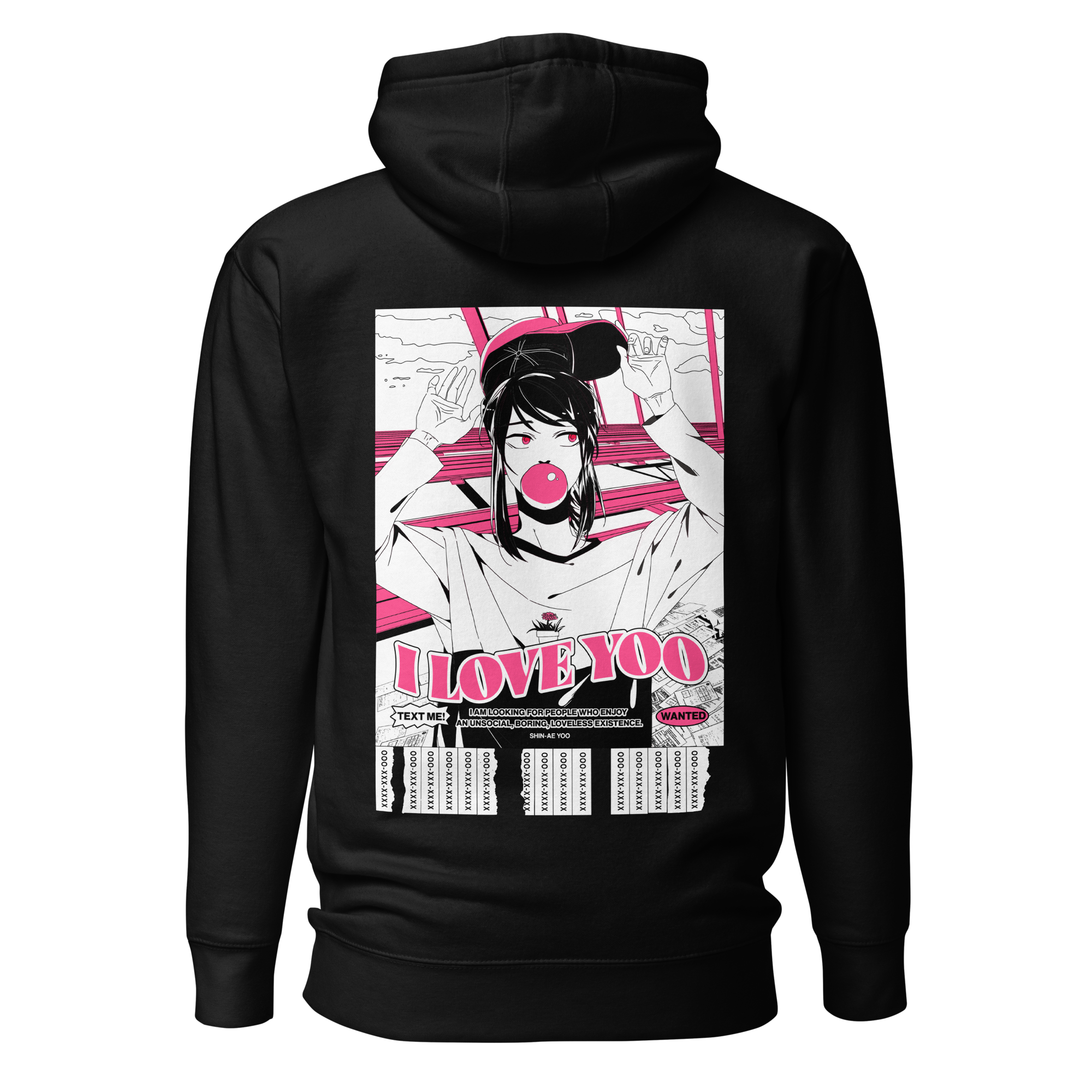 I LOVE YOO - TEXT ME BLACK UNISEX HOODIE WEBTOON ENTERTAINMENT